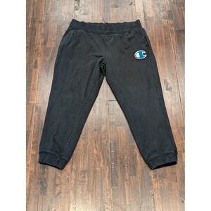 Champion Pants Mens 2XL Black Reverse Weave‎ Joggers Chenille C Patch Fleece